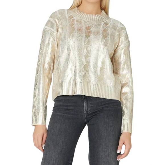 NEW JS71 cory cotton blend sweater in gold foil - Picture 1 of 3